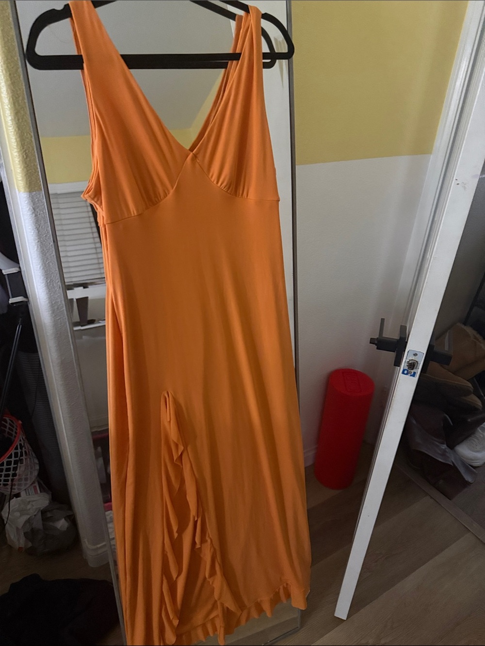 Vibrant Orange Sleeveless Maxi Dress